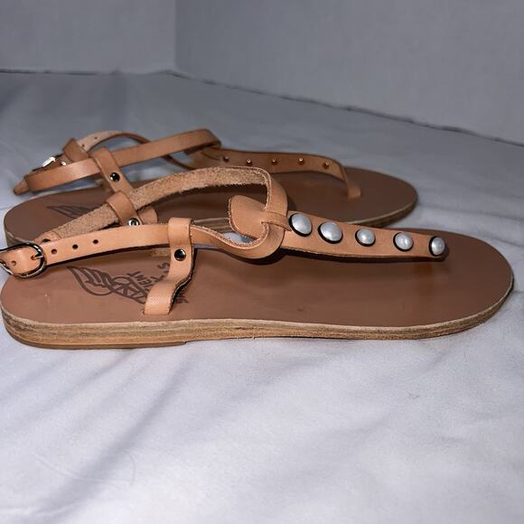 Ancient Greek Sandals Eu Size 39 US 8.5 Beige Studded Thong Ankle Strap Casual - Picture 4 of 11